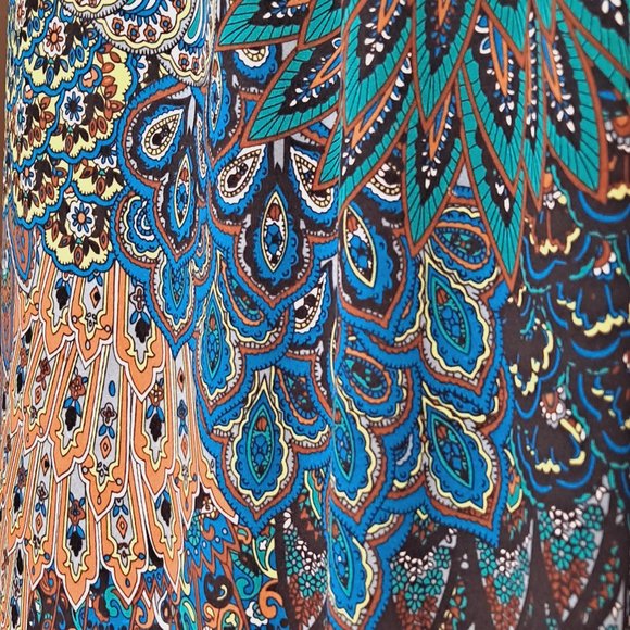 HYPNOTIC Boob Tube Dress Elasticated Maxi Dress Peacock Pattern - Picture 5 of 11